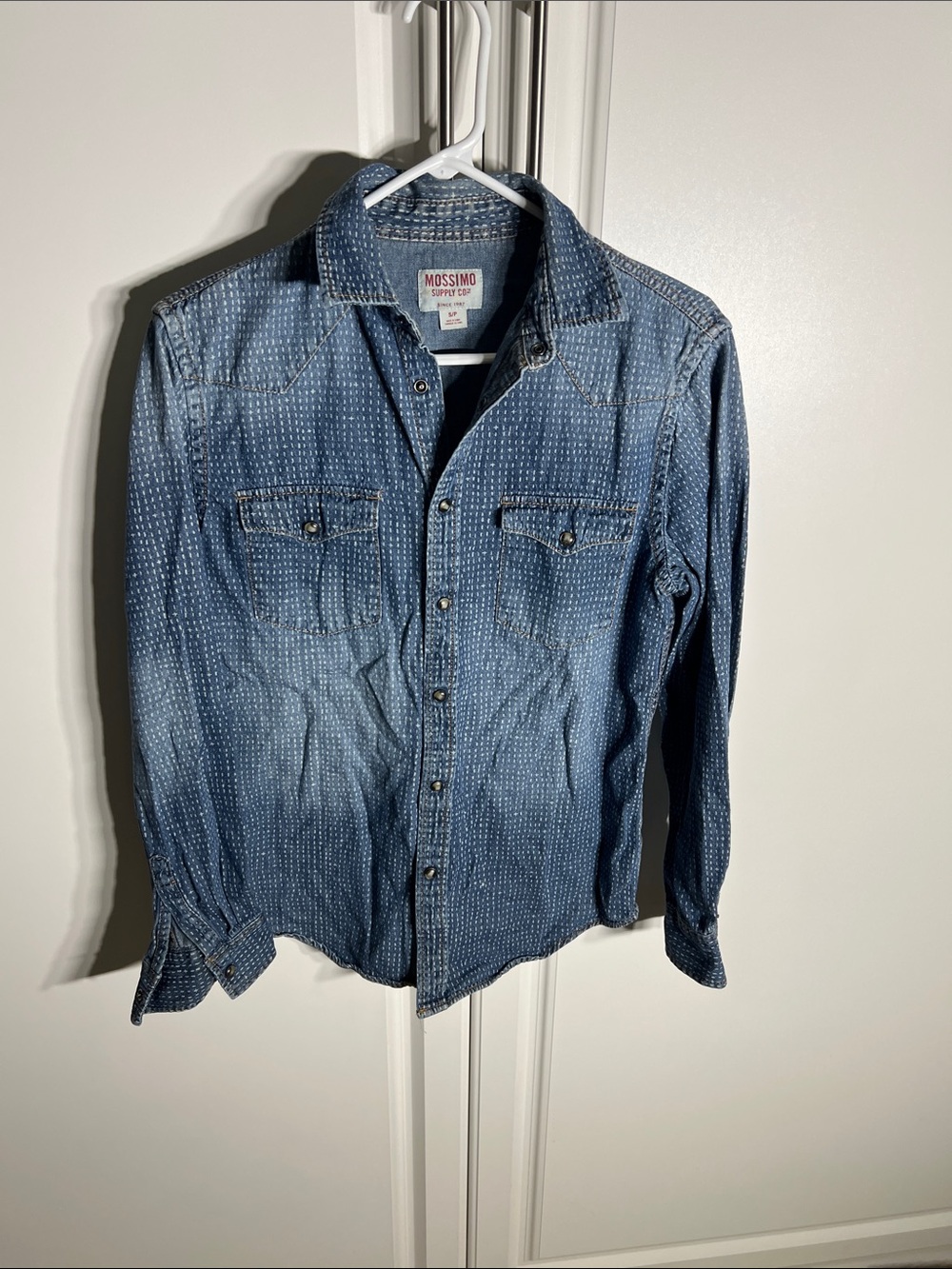 Mossimo Supply Co. Light Blue Dotted Denim Shirt